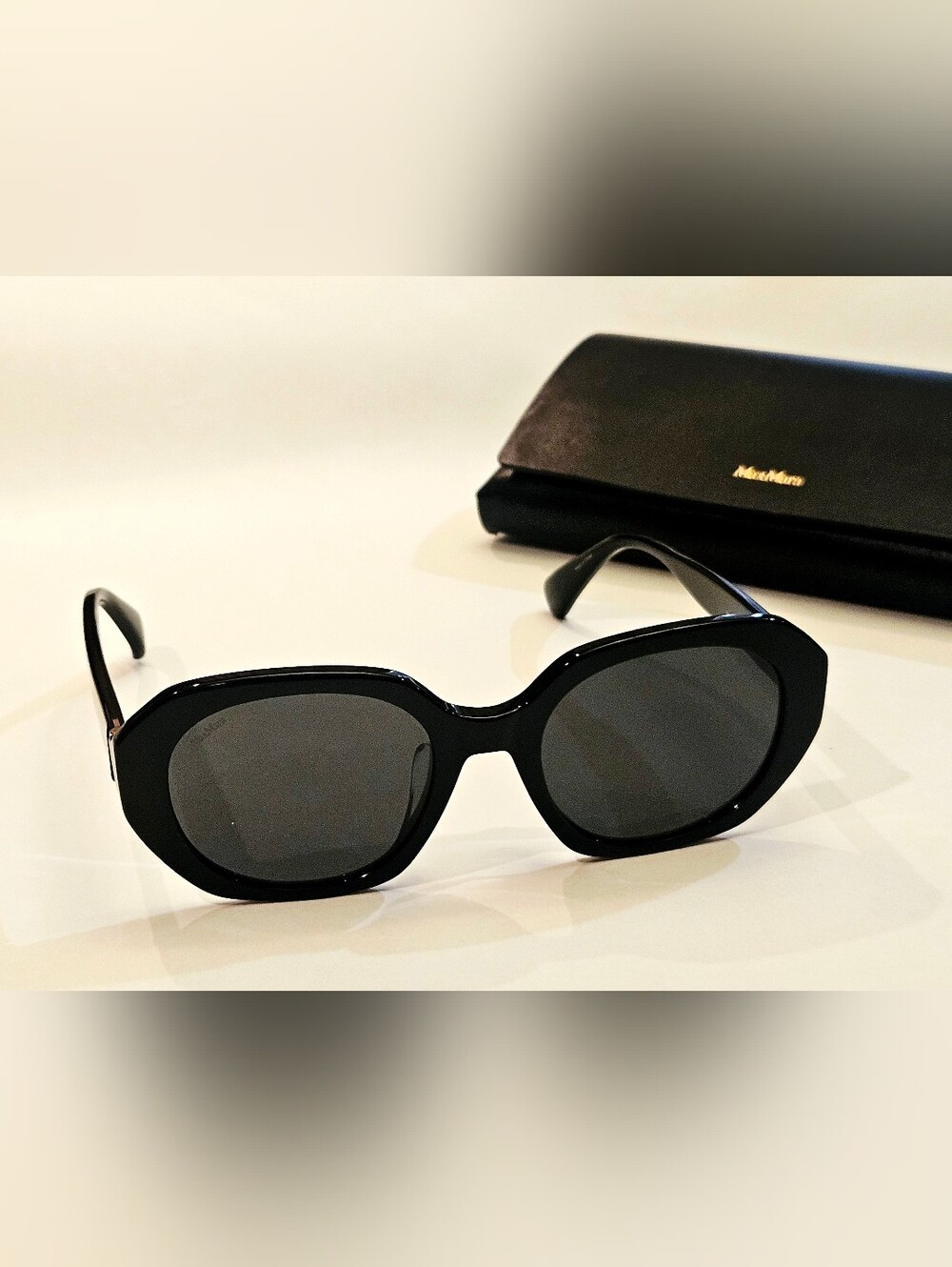 Max Mara MM0151 Women's Sunglasses Geometric Black With Case Maxmara